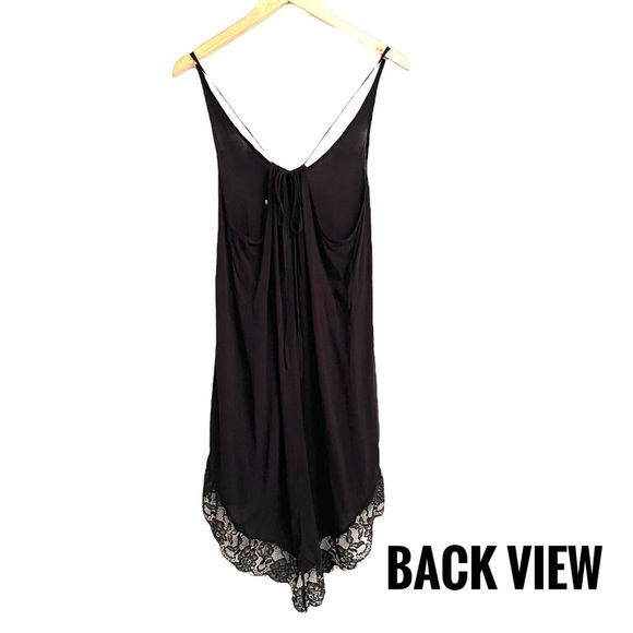Free People Black Eyelash Lace Adjustable Spaghetti Straps Slip Dress Size Small - Picture 6 of 9